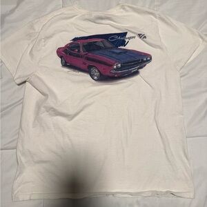 Port & Company white vintage car tee Size L